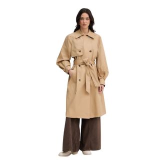 Twinset Jassen, Dames, Bruin, XL, Katoen, Klassieke Trenchcoat