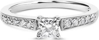 House of Brilliance 14K White Gold Diamond 1/2 Cttw Princess Cut Diamond Engagement Ring at Nordstrom