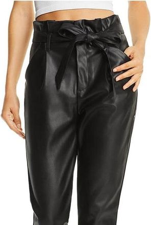 Lucy Paris Lucy Paris Womens Faux Leather Paperbag-Waist Casual Pants