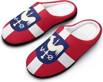 Generic Albertslund Flag Funny Mens Cotton Slippers Soft Non-Slip Rubber Sole House Slipper Indoor Outdoor