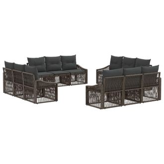vidaXL Conjunto De Sof&aacute;s De Jard&iacute;n 12 Pcs Gris Rat&aacute;n Sint&eacute;tico Vidaxl