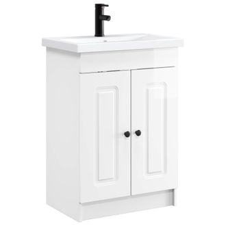 vidaXL Juego De Muebles De Ba&ntilde;o Blanco Brillante 78,5 X 37,5 X 81 Cm Vidaxl