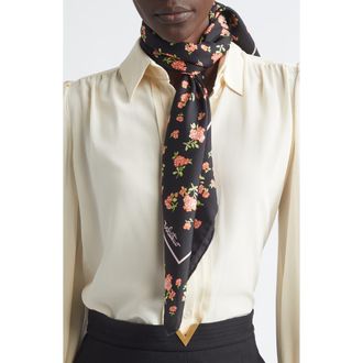 Valentino Garavani Mazzetto Coriandolo Silk Square Scarf in Black/Rose at Nordstrom