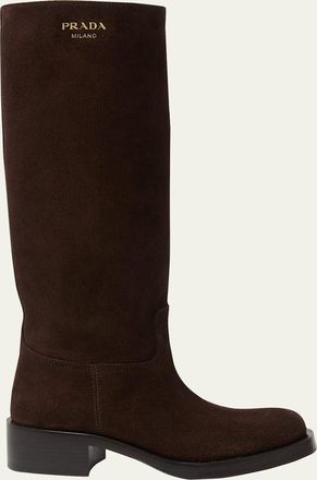 Prada Suede Knee-High Boots