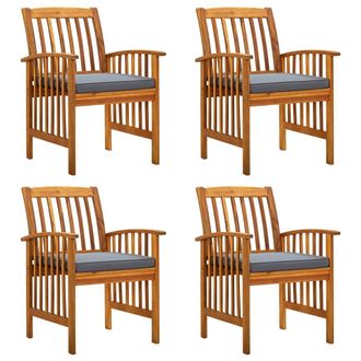 vidaXL Sillas De Comedor De Jard&iacute;n, 4 Piezas Con Cojines, Madera Maciza De Acacia Vidaxl