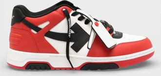 Off-white Out Of Office Mens Leather Sneakers Red and Black - Size UK 8