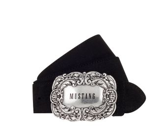 Mustang Lederg&uuml;rtel MUSTANG, Damen, Gr. 100, schwarz, Rindsleder, unifarben, G&uuml;rtel Lederg&uuml;rtel, 4 cm breit, geschw&auml;rzte Koppelschliesse