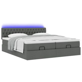 vidaXL Vidaxl - Estructura Cama Otomana Colchones Tela Gris Oscuro 200x200cm