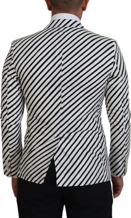 Dolce & Gabbana Striped Cotton Blazer - White
