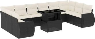 vidaXL Set De Sof&aacute;s De Jard&iacute;n 11 Pzas Y Cojines Rat&aacute;n Sint&eacute;tico Negro Vidaxl