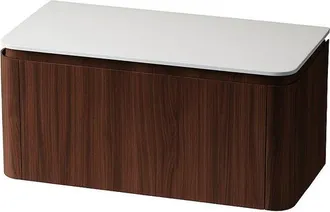 Royal Plaza Terra Badkamermeubelset - 100x46.2x46cm - solid surface topblad wit mat - 2 lades - kastanje (walnoot)