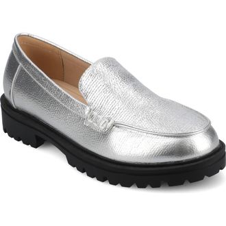 Journee Collection Ericka Lug Sole Platform Loafer - Wide Width in Silver at Nordstrom Rack, Size 7.5