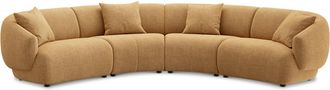 Castlery Auburn Curve L-Shape Sectional Sofa Customized, Caramel, Machine Washable, Modular, Brown, Castlery