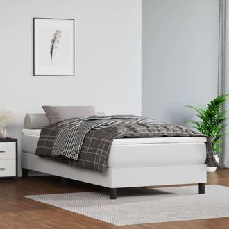 vidaXL Vidaxl - Cama Box Spring Con Colch&oacute;n Cuero Sint&eacute;tico Blanco 100x200 Cm