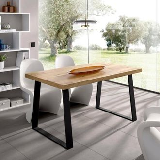 Dmora Dmora - Mesa Fija Campello, Mesa De Comedor Multiusos, Mesa De Comedor O Cocina Rectangular, 140x90h75 Cms, Roble Nodi
