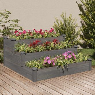 vidaXL Vidaxl - Jardinera Arriate Madera Maciza De Abeto Gris 120x120x56 Cm