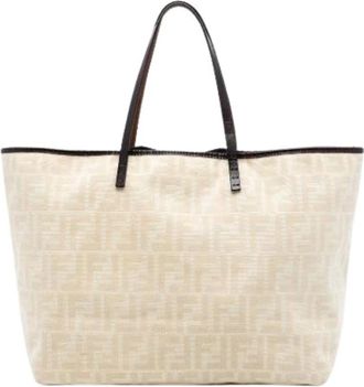 Fendi Pre-owned Tote Bags, female, Beige, Size: ONE SIZE Pre-owned Canvas Tote