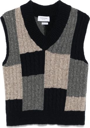 Thom Browne Navy Blue Color Block Sweater