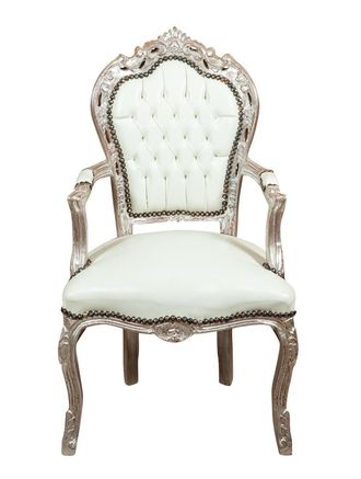 Biscottini International Biscottini - Silla De Cocina De Madera Silla De Comedor 60x105x60 Cm Sill&oacute;n Acolchado Sillas Con Reposabrazos Sillas De Sal&oacute;n Estilo Barroco