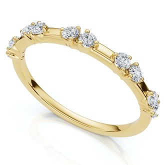 Pompeii3 1/5Ct Unique Alternating Diamond Wedding Band 14k White Gold Lab Grown