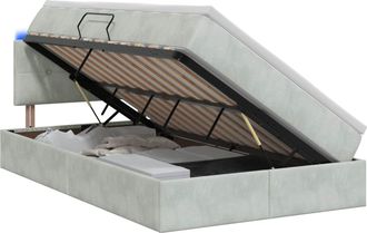 vidaXL Cama De Almacenamiento Led Con Colch&oacute;n Gris Claro 120 X 200 Cm Vidaxl