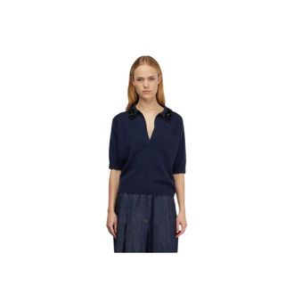 Semicouture Truien & Vesten, Dames, Blauw, M, Wol, Polo Knit