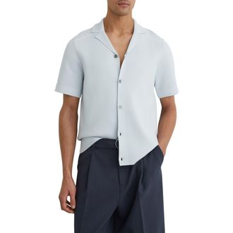 Reiss Wandsworth Short Sleeve Button-Up Shirt in Soft Blue at Nordstrom, Size Xx-Large