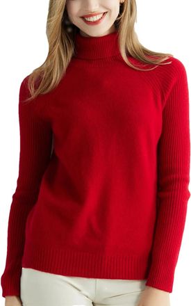 Generic Womens Cashmere Sweater Knitted Sweaters Merino Wool Turtleneck Long Sleeve Pullover Autumn Winter Vintage Jumpers Maroon