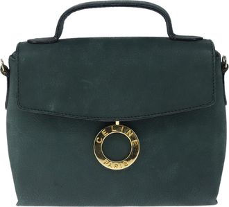 Celine Circle Logo Handbag Leather Green Leather Handbag (Pre-Owned)