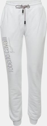 Roberto Cavalli Sport White Logo Print Cotton Joggers