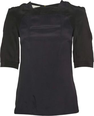 Marni puff-sleeve satin top - Blue