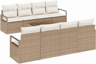 vidaXL Vidaxl - Conjunto de sofá de jardín 7 pcs Beige, Crema 55 x 55 x 37 cm