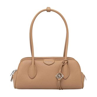 Calvin Klein Shoulder Bags, female, Beige, Size: ONE SIZE Emblem Logo Pebble Shoulder Bag