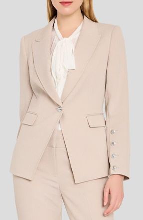 Tahari by ASL One-Button Blazer in Oatmeal at Nordstrom, Size 16P