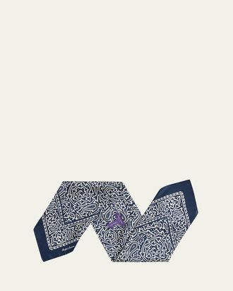 Ralph Lauren Purple Label Mens Cotton Paisley Contrast-Trim Neckerchief