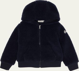 Moncler Boys Teddy Fleece Zip-Front Sweatshirt, Size 4-6