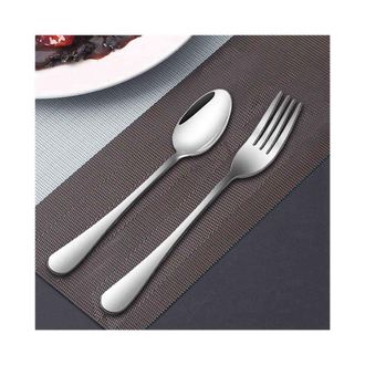 OEM Juego De 24 Cubiertos De Acero Inoxidable: Juego De Cubiertos Resistentes De Alta Calidad (20 Cm) Y Cucharas (18 Cm)