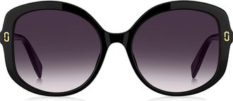 Marc Jacobs 56mm Gradient Round Sunglasses in Black/Grey at Nordstrom