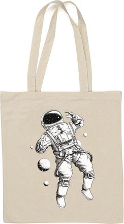 Generic Astronaut Suit Floating In Space Natural Cotton Tote Bag White