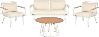 Beliani Beliani - Conjunto De Jard&iacute;n 4 Plazas De Metal Beige Claro Blanco Madera Clara Montesilvano