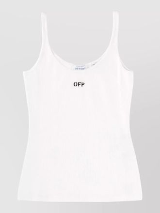Off-white ribbed slim-fit tank top