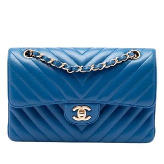 Chanel Pre-owned Vintage Double Flap Shoulder Bag - Dames - Pre-owned - Blauw - Maat: ONE Size Leer
