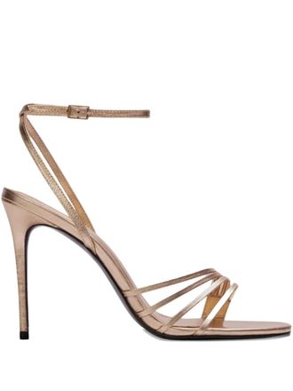 Black Suede Studio Ella metallic multi-strap sandals - Oro