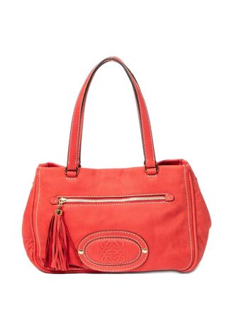 Loewe Anagram Madrid Fringe shoulder bag - women - CALFSKIN - One Size - Red