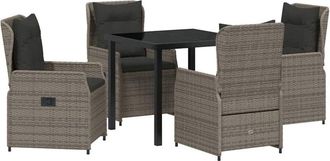 vidaXL Garden Dining Set 5 pcs Grey Poly Rattan vidaXL