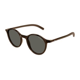 Montblanc MB0324S002 Round Full Rim Sunglasses - Brown
