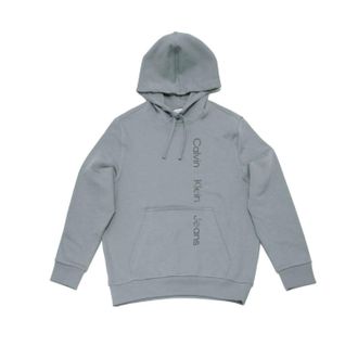 Calvin Klein Mens Long Sleeve Earth Pullover Hoodie In Stormy Sea