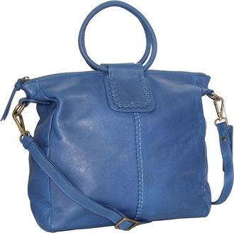 Nino Bossi Leather Ring Handle Tote w/ Strap in Denim