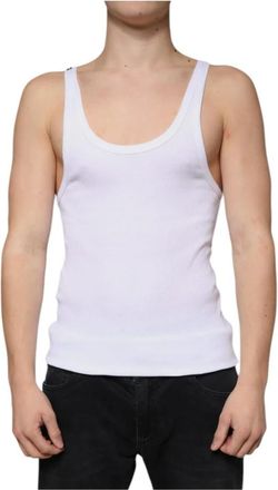 Dolce & Gabbana Witte Katoenen Tanktop Ronde Hals - Heren - Tops zonder mouwen - Wit - 2XL - Katoen - Tops