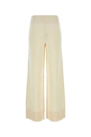 C & M Camilla and Marc Womens Ivory Wool Blend Ash Wide-Leg Pant Brightcream Pantaloni